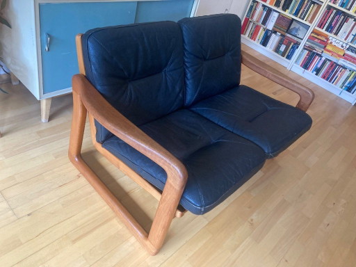 Dänisches Mid-Century 2-Sitzer Teak & Leder Sofa von EMC Møbler, 1970er/Mid-Century Modern Danish 2-Seater