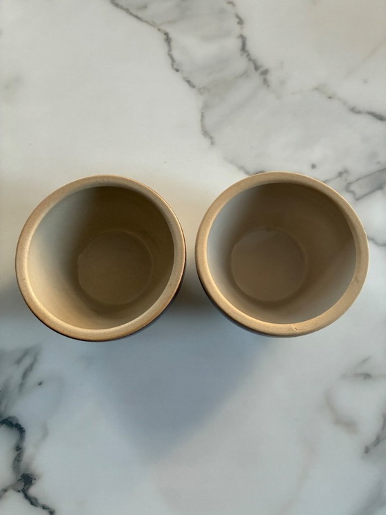 Image 1 of Set van 2 vintage aardewerken schaaltjes of kommetjes van Digoin