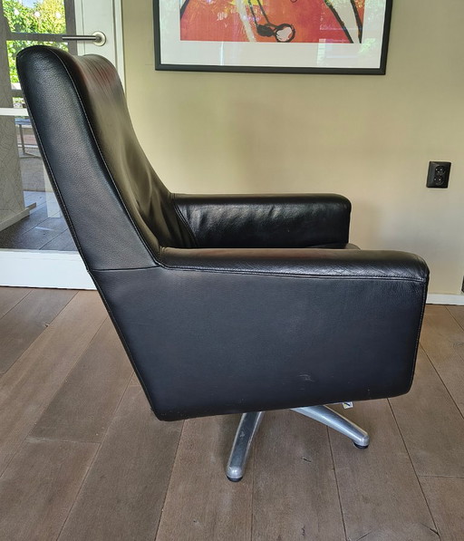 Retro Zwart Leren Draaistoel – Montel, draaistoelen, Leather (photo 2 of 5)