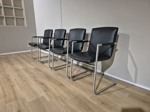 4x Henders and Hazel Dining Chairs - Black - Leather - Design