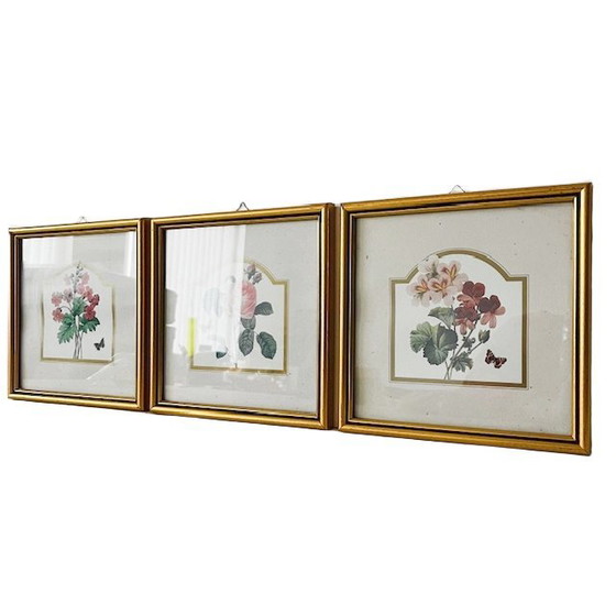 Image 1 of Ensemble de peintures vintage fleurs roses