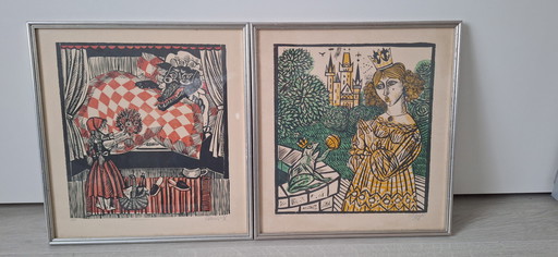 Deux magnifiques sérigraphies anciennes de Werner Schinko