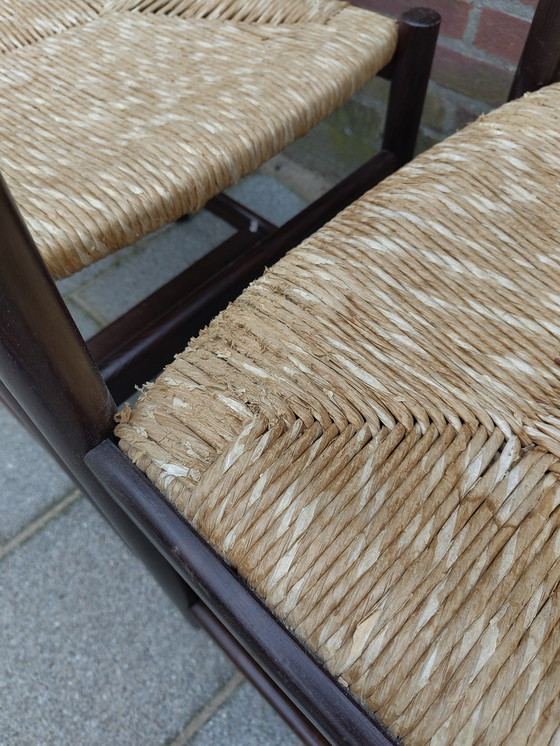 Image 1 of Retro vintage chairs with wicker 70s Pastoe