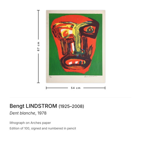 Gesigneerde lithografie van Bengt Lindstrom, Dent Blanche, 1978 – Litho's & Zeefdrukken, Paper (photo 3 of 5)