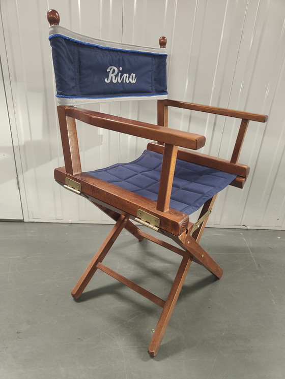 Image 1 of Sedia da regista in teak blu cobalto