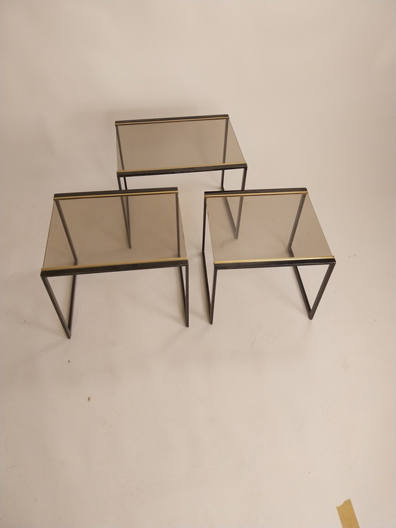 Image 1 of 1 x mimi set Belgo chrom 1970s nero e oro in vetro fumé