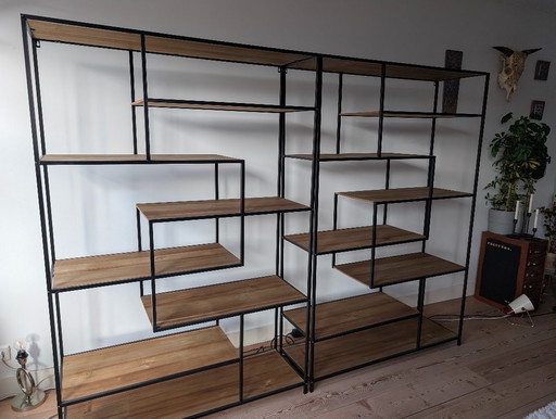 Planken in mid-century/industriële stijl (x2)