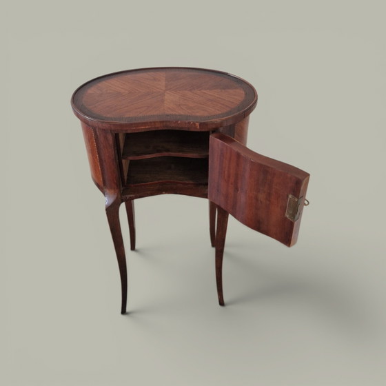 Image 1 of Table d’appoint style Louis XV - Marqueterie bois de rose - Epoque XIXème 