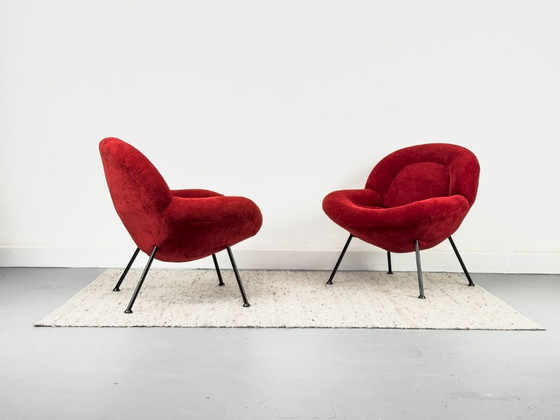 Fauteuils rouges de salon par Fritz Neth pour Correcta, années 1950, lot de 2 – Textile (photo 3 of 20)