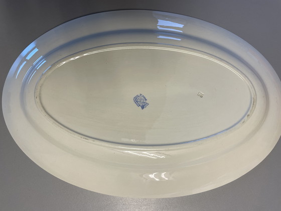 Image 1 of Platos de Sarreguemines, con estampado de cuadros, azul y blanco.