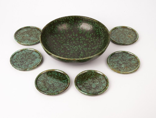 Bol en céramique et 6 petites assiettes - Schrott Kärnten 1974
