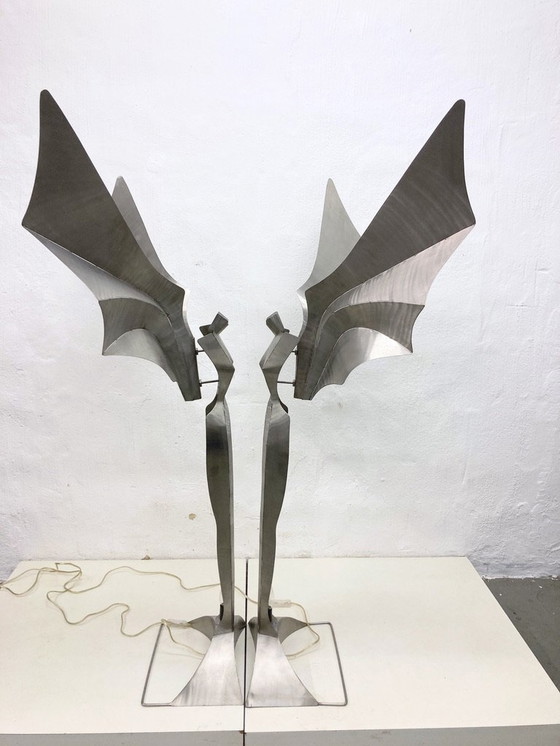 Image 1 of 2 vloerlampen 80s 90s design Reinhard Stubenrauch engel verlicht sculptuur