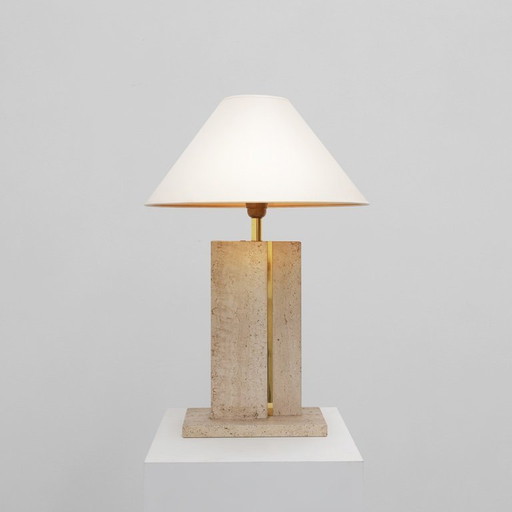 Travertin and messing table lamp by Belino in Hollywood regency style