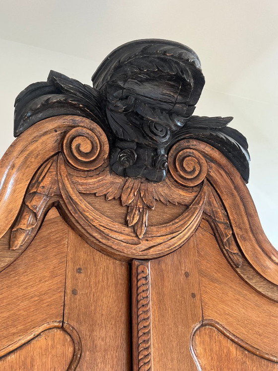 Antique Oak Cabinet – Wood, Brass (photo 3 of 8)