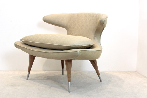 Karpen of California ‘Horn Chair’ aus Goldstoff und Nussbaumholz