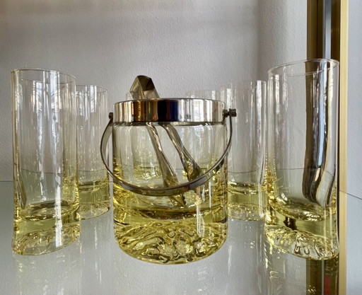 Set da cocktail highball in cristallo giallo soffiato a mano.