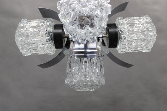 Image 1 of Lámpara de araña de cristal de la década de 1970, Checoslovaquia