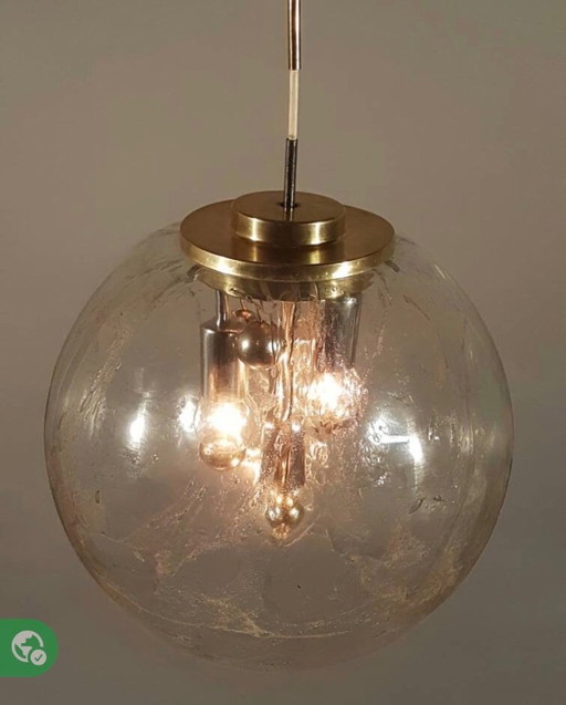 Doria Leuchten Glazen Plafondlamp Grote Bol, Jaren 1970