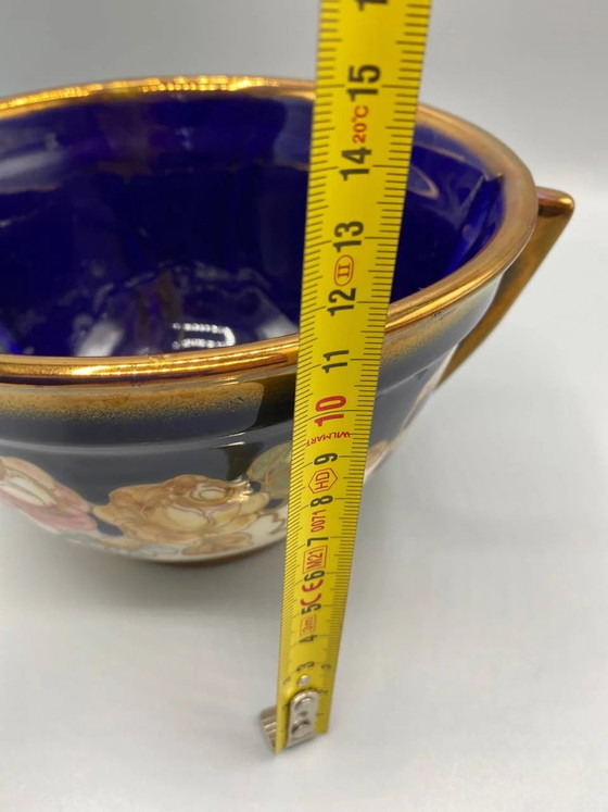 Ceramic two-handled cup – Cobalt blue and gilded roses – Signed Arnaldo – Spain – 1960s-1980s – Crockery (photo 7 of 9)