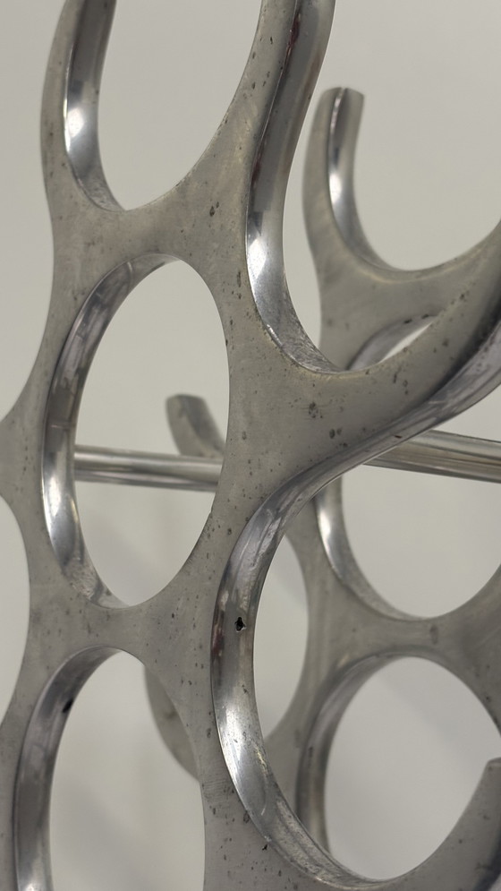 Image 1 of Casier à vin en aluminium argenté, design Michael Noll, pour 15 bouteilles de vin