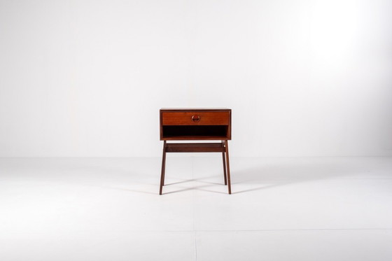 Image 1 of Table de chevet en teck de style Mid-Century avec tiroir et étagère ouverte, design danois, années 1960