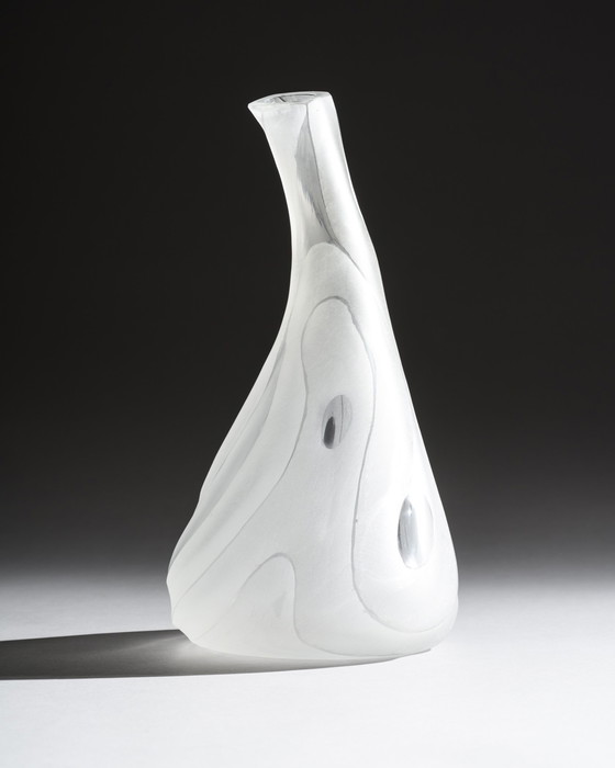 Image 1 of Brutalistische Kunstglasvase, deutsches Studio, signiert HM 1978, Hanns Model Stuttgart, 32 cm