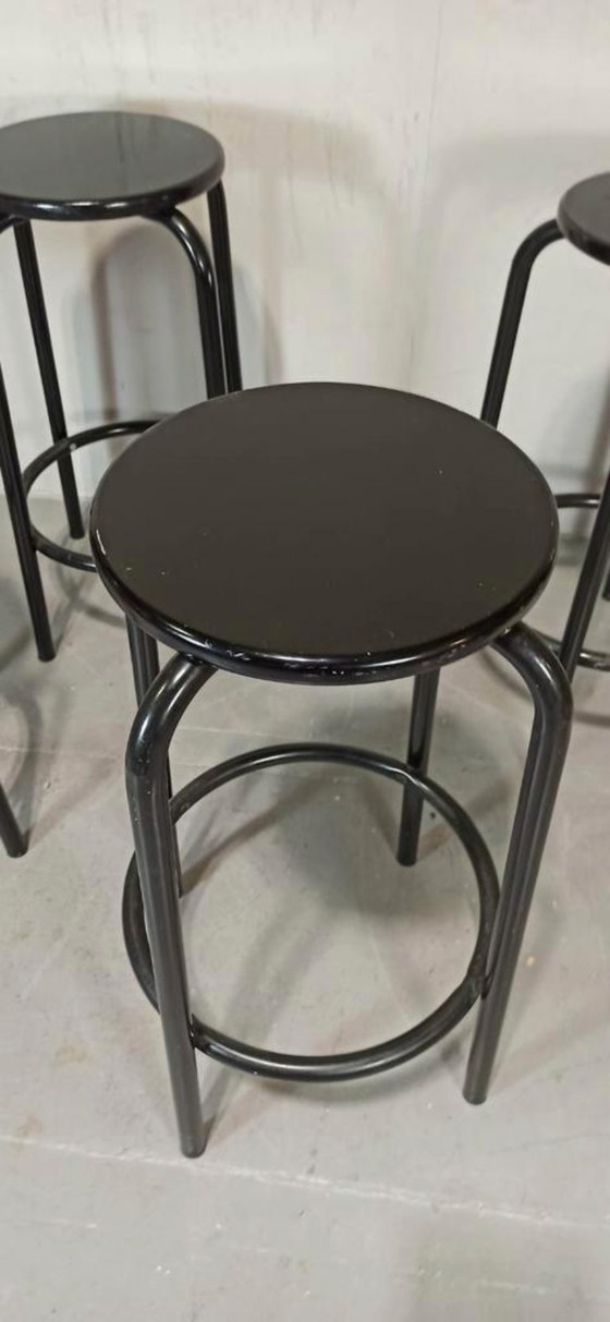 4 x tabourets de bar ronds noirs vintage – Wood (photo 6 of 14)