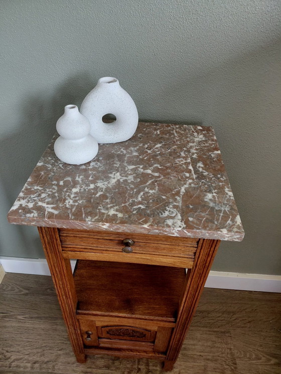 Image 1 of Art Deco bedside table with marble top