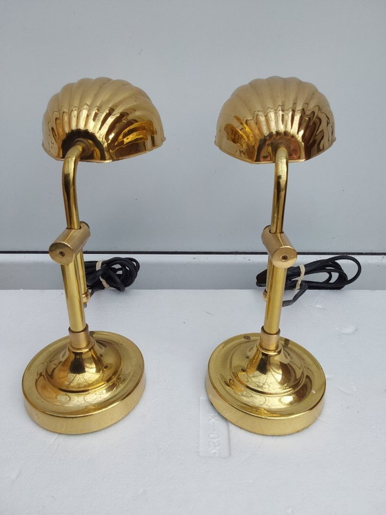 Image 1 of 2 shell lamps gold color HANS KÖGL style shell model