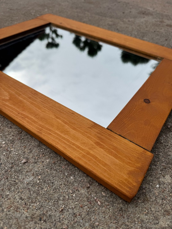 Pine wood Mirror 70s Charlotte PERRIAND style, Glass, Beige (photo 8 of 15)