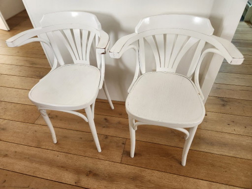 2X Thonet Bentwood Caféstoelen Wit – eetkamerstoelen