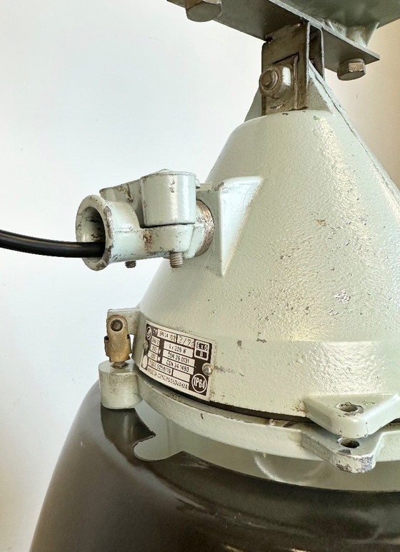 Image 1 of Grey Cast Aluminium Explosion Proof Lamp with Enameled Shade, 1970s