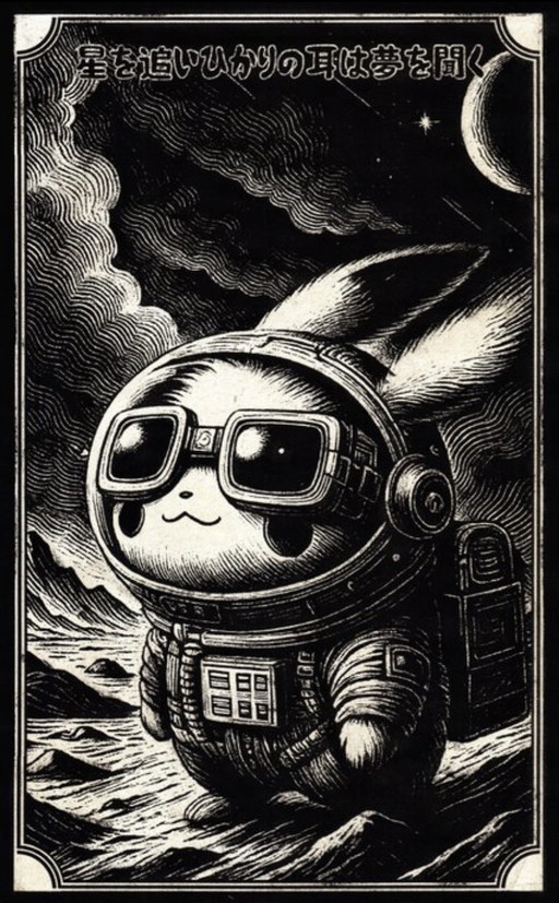 Kunstwerk Pikachu (Pokémon) Kosmischer Wanderer