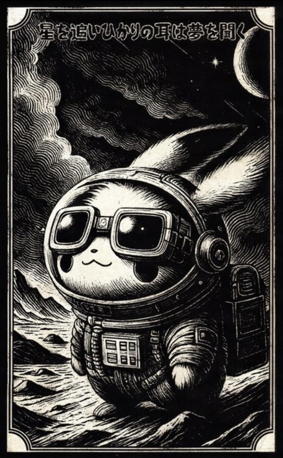 Image 1 of Kunstwerk Pikachu (Pokémon) Kosmischer Wanderer