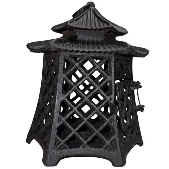 Image 1 of Antica lanterna giapponese a forma di pagoda – Ghisa pesante – 24 cm (3,8 kg)