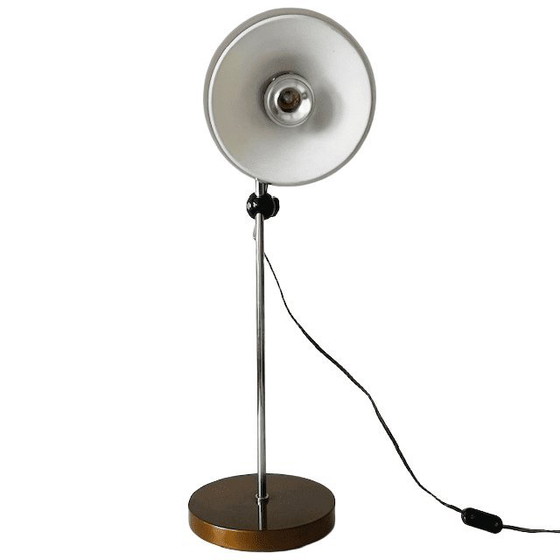 Image 1 of Vintage Space Age Dijkstra Table Lamp Chrome-Plated Grey Plexiglass 1970s