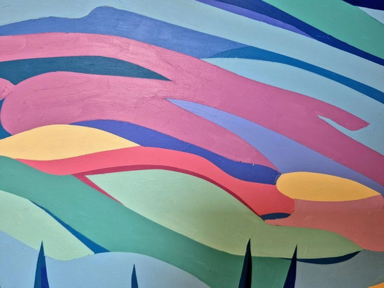 Image 1 of Dreamworld - Paesaggio colorato dipinto da Franklin van Dam (acrilico su MDF)