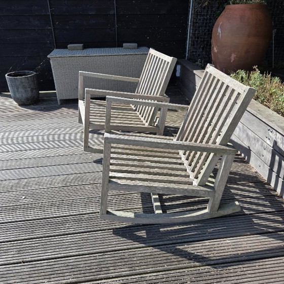 2 Teak Tuin Schommelstoelen – Tuinstoelen, Wood (photo 3 of 7)
