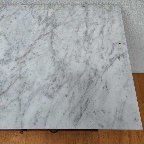 Image 1 of Vintage Antiek dressoir commode ladekast badkamermeubel met marmer blad