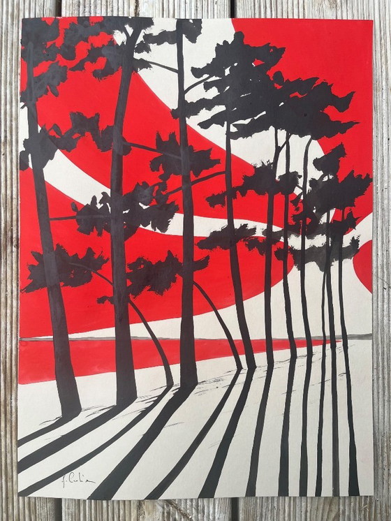 Image 1 of Gouache et Encre de Chine sur papier naturel Format 30x40cm. 