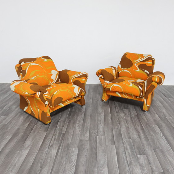 Image 1 of Guarnacci Padovano Vagnoni Paar 1-zits fauteuils Mod. Ionica-ontwerp jaren 70