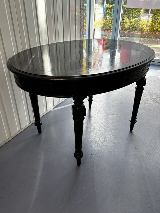 Image 1 of Antique table, oval, black, H 73 x L 115 x W 83 cm
