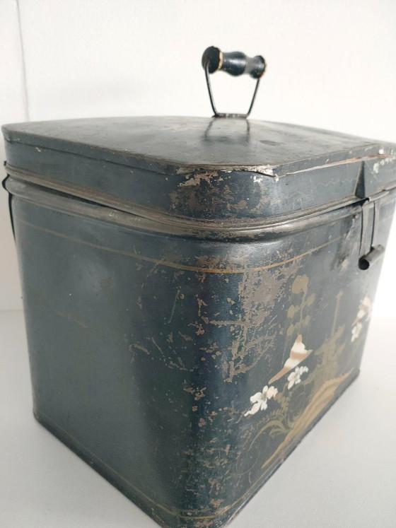 Antica Scatola di Latta Toleware / Chinoiserie Brocante con Decorazione a Pagoda – Oggetti decorativi, Altro (photo 12 of 12)