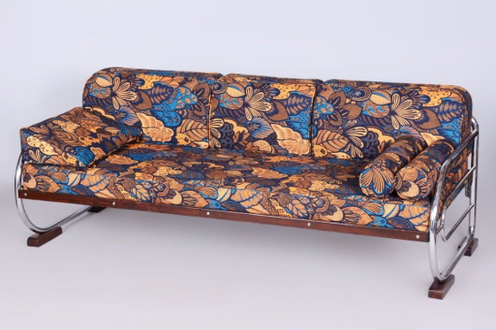Sofá Bauhaus restaurado, de Robert Slezak, madera de haya, República Checa, década de 1930. – Metal, Textile (photo 19 of 23)