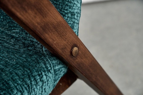 Poltrona iconica di Mieczysław Puchała, anni '60, Polonia, Poltrone, Legno, Tessile, Verde, Scandinavian (foto 11 di 13)