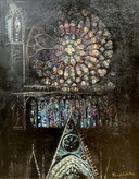 Peinture à l'huile vintage Cathédrale de Strasbourg, c.1960