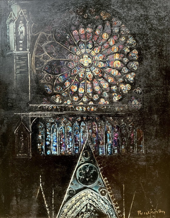 Vintage Strasbourg Cathedral Oil Painting, c.1960 – Paintings & Drawings, Wood (photo 3 of 9)
