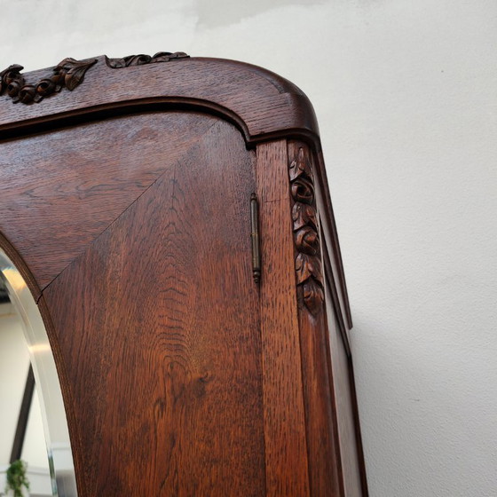 Image 1 of Antieke Vintage kledingkast garderobekast spiegelkast demontabel