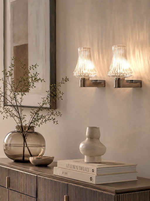Dos lámparas de pared Leuco vintage – wandlampen, Glass, Metal