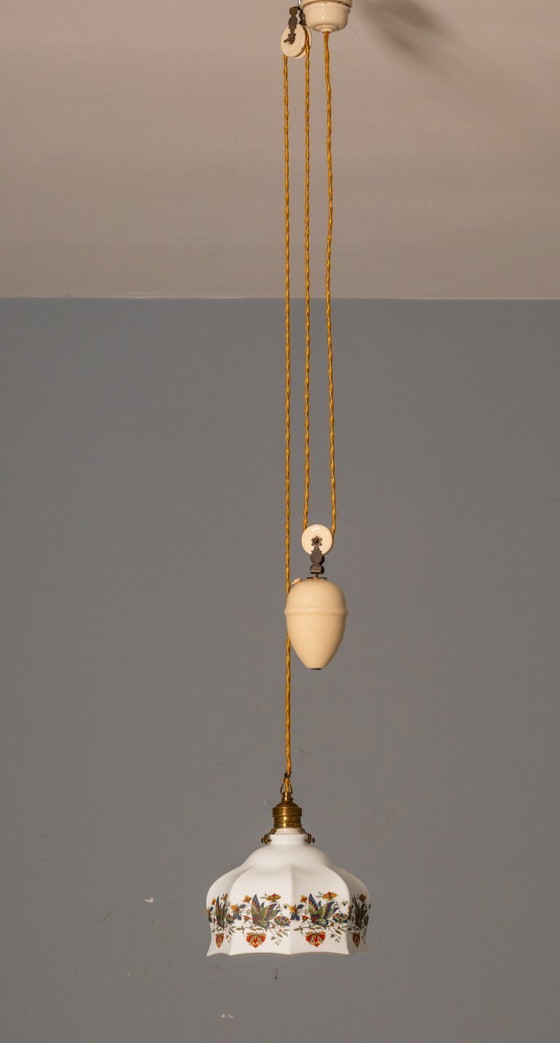 Image 1 of Paralume in vetro a sospensione, vintage (dipinto a mano)